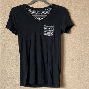 Black t-shirt with designed pocket